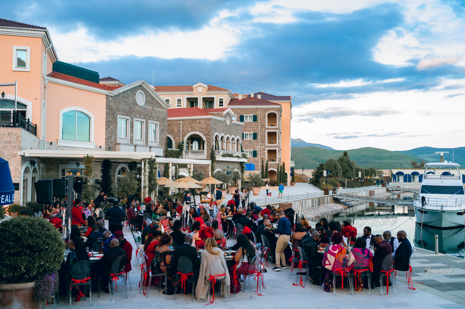 Montenegro marina dinner celebration