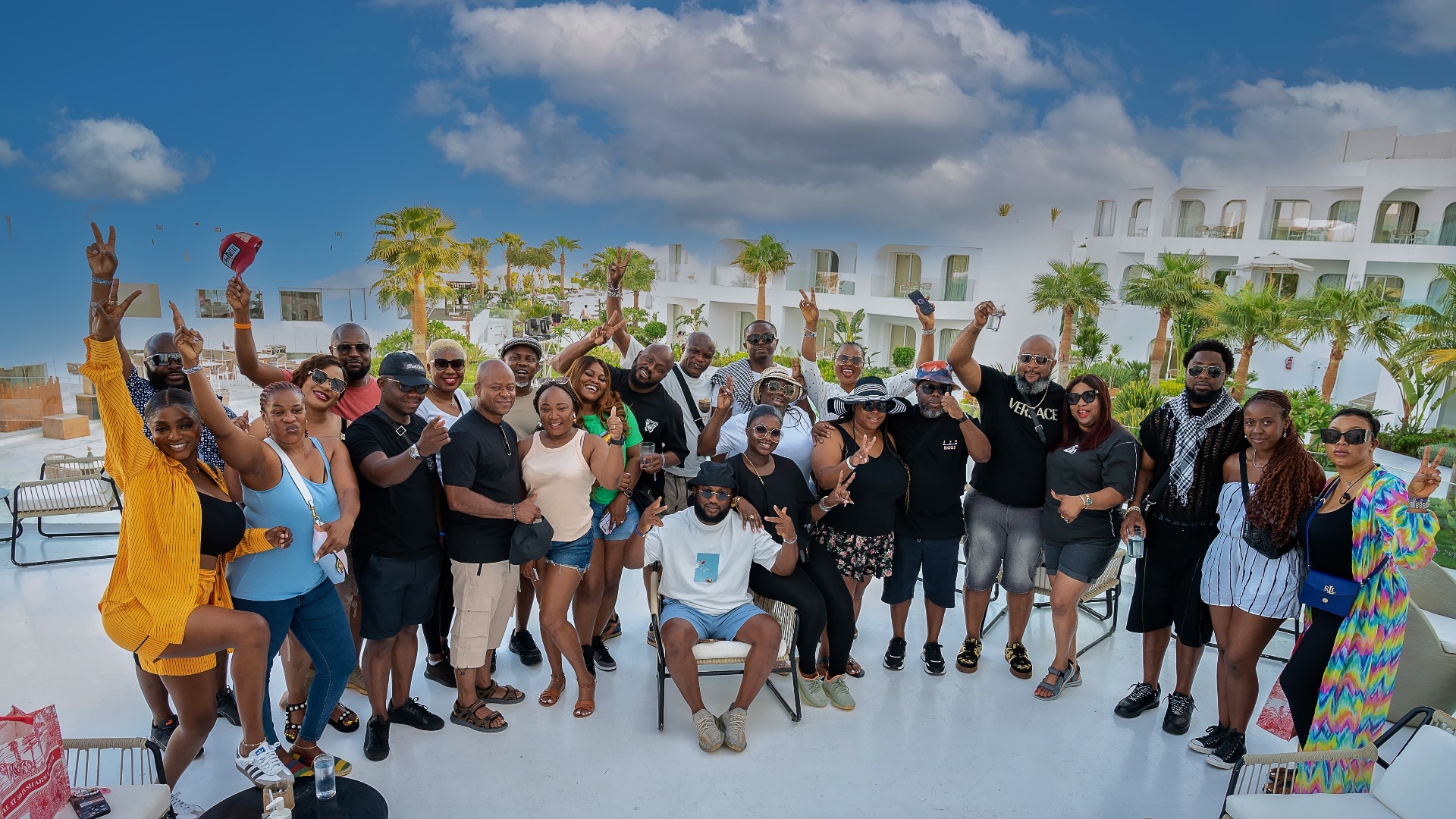 Group celebration at luxury resort
