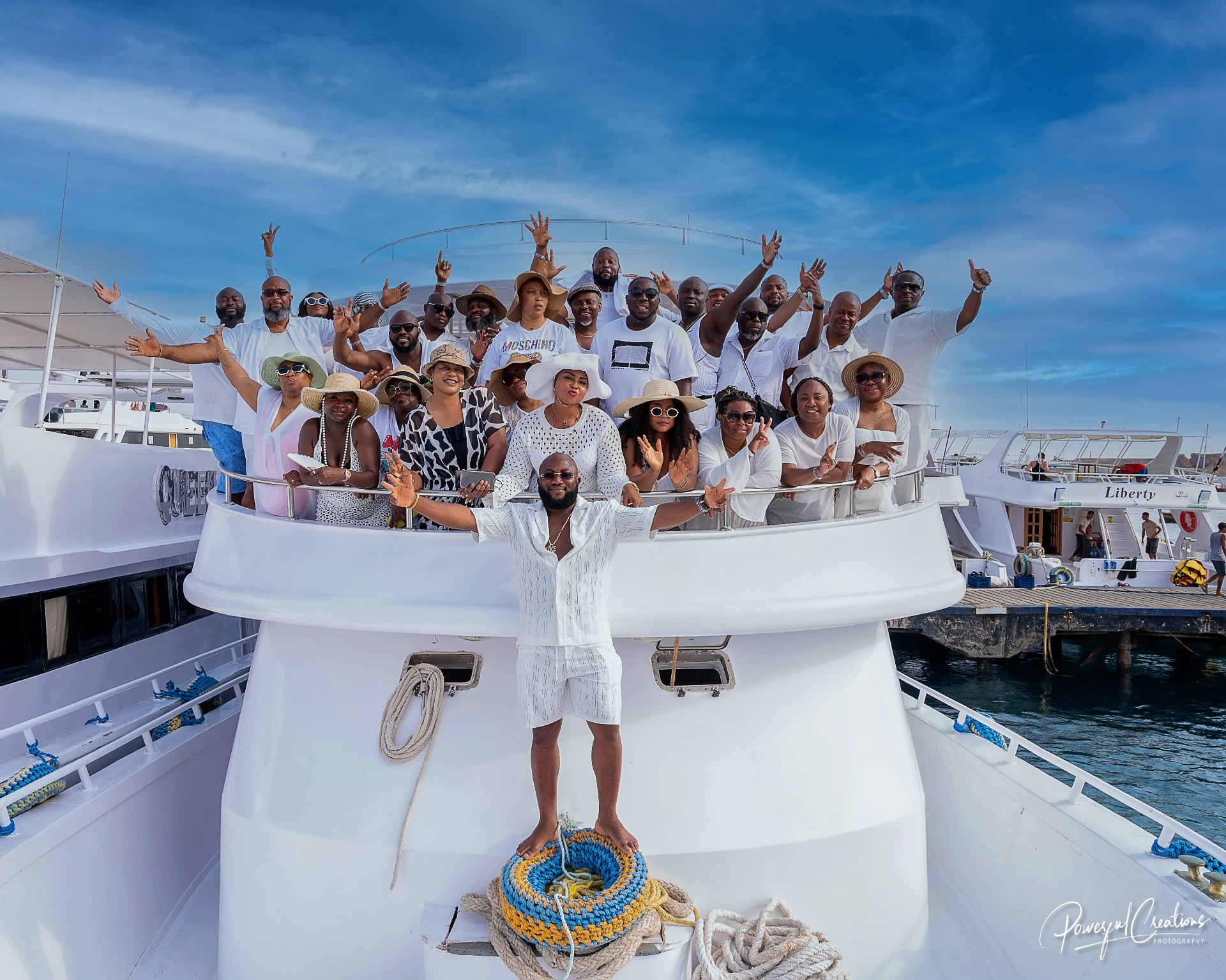 Yacht party group celebration